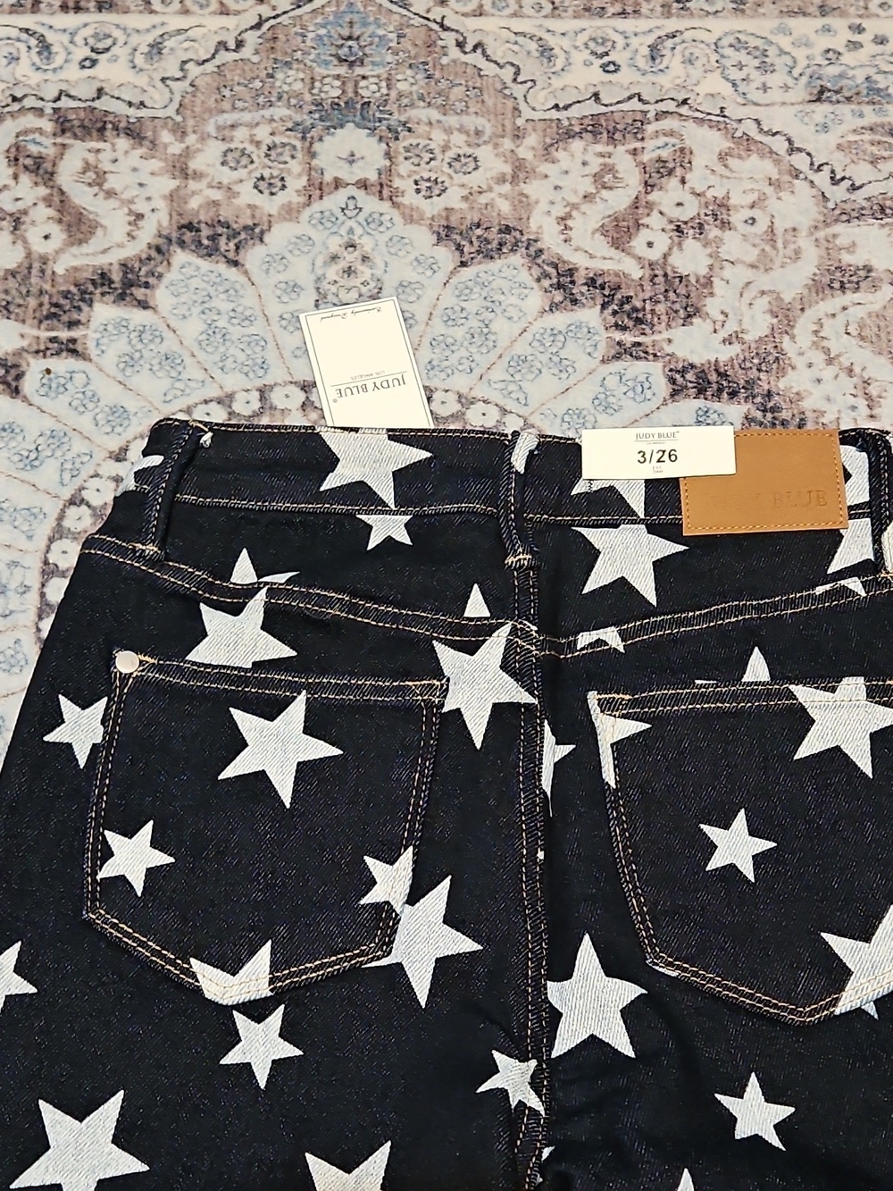 Judy Blue Dark Denim Star-Print Flare Jeans - Picture 7 of 12